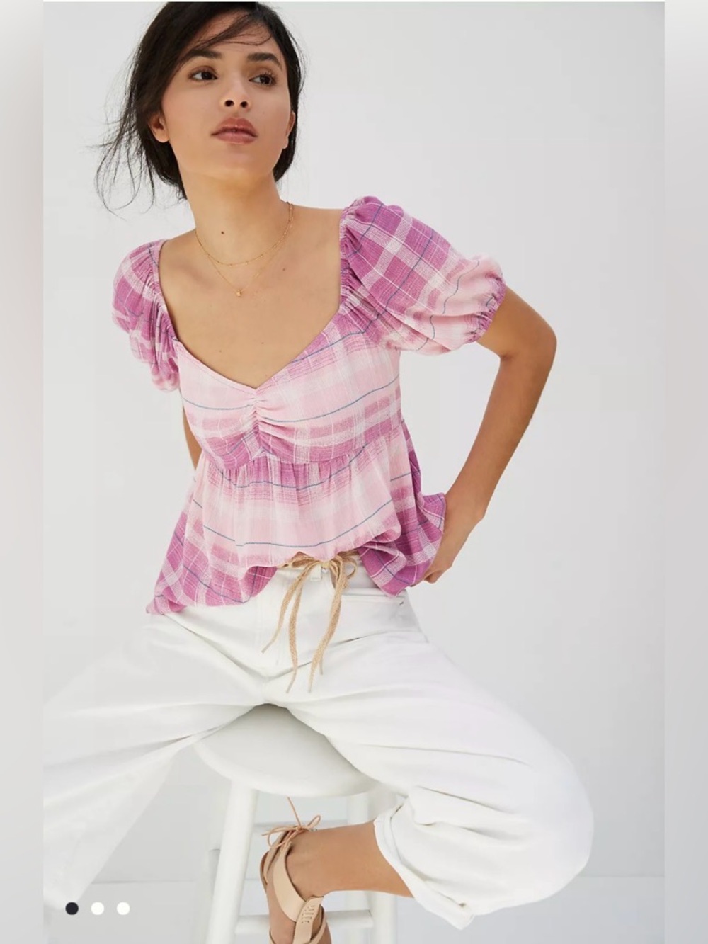 NWT Anthropologie x En Elly Ombré Plaid Babydoll Top - XL